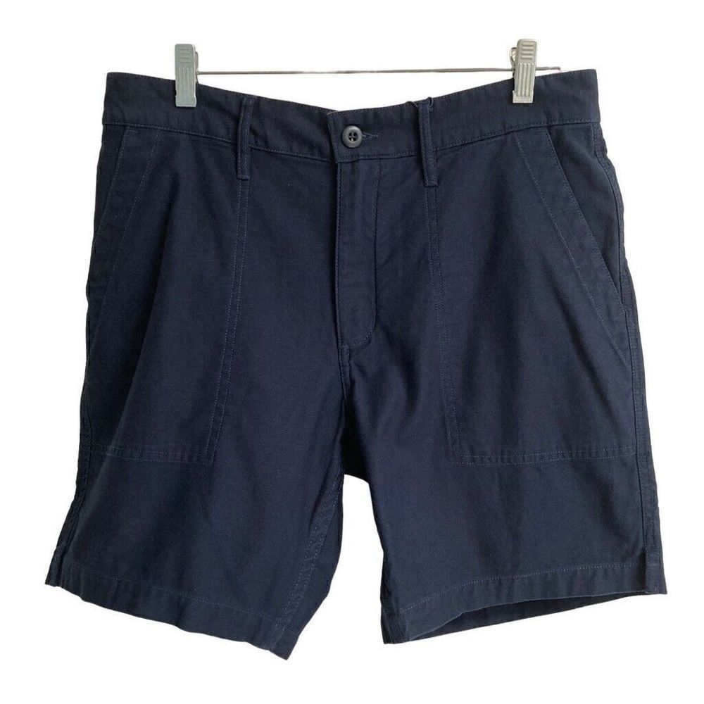 Taylor Stitch Trail Short In Navy Reverse Sateen Mens Retro Organic Cotton NEW‎